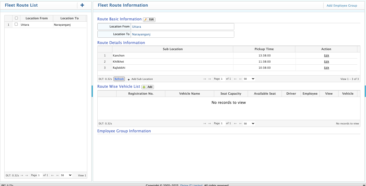 Fleet Route List